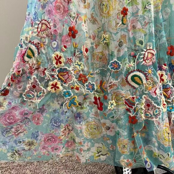 $458 NWT Johnny Was BIYA Forever Flower Floral Mesh Embroidered Maxi Dress S - Picture 10 of 16